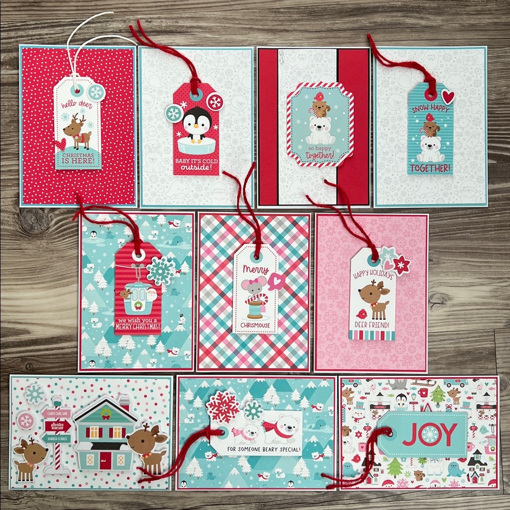 Handmade Christmas and Holiday Cards Set of 10 5”x7” Includes Envelopes